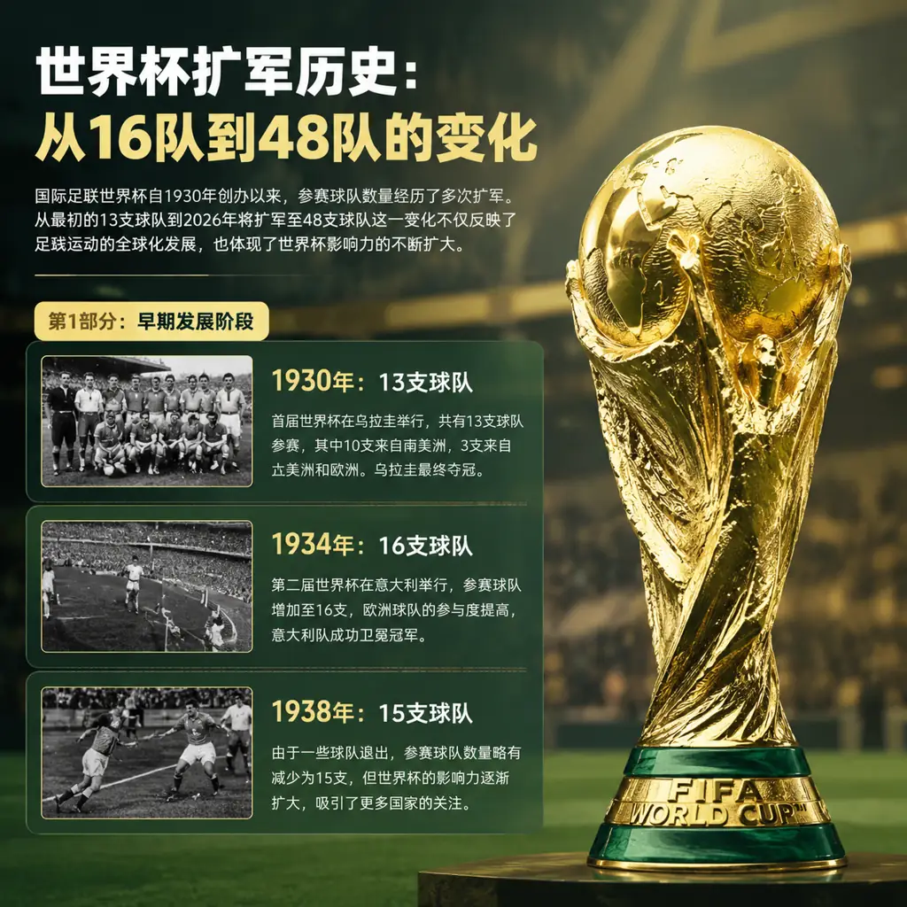 世界杯扩军历史：从16队到48队的变化
