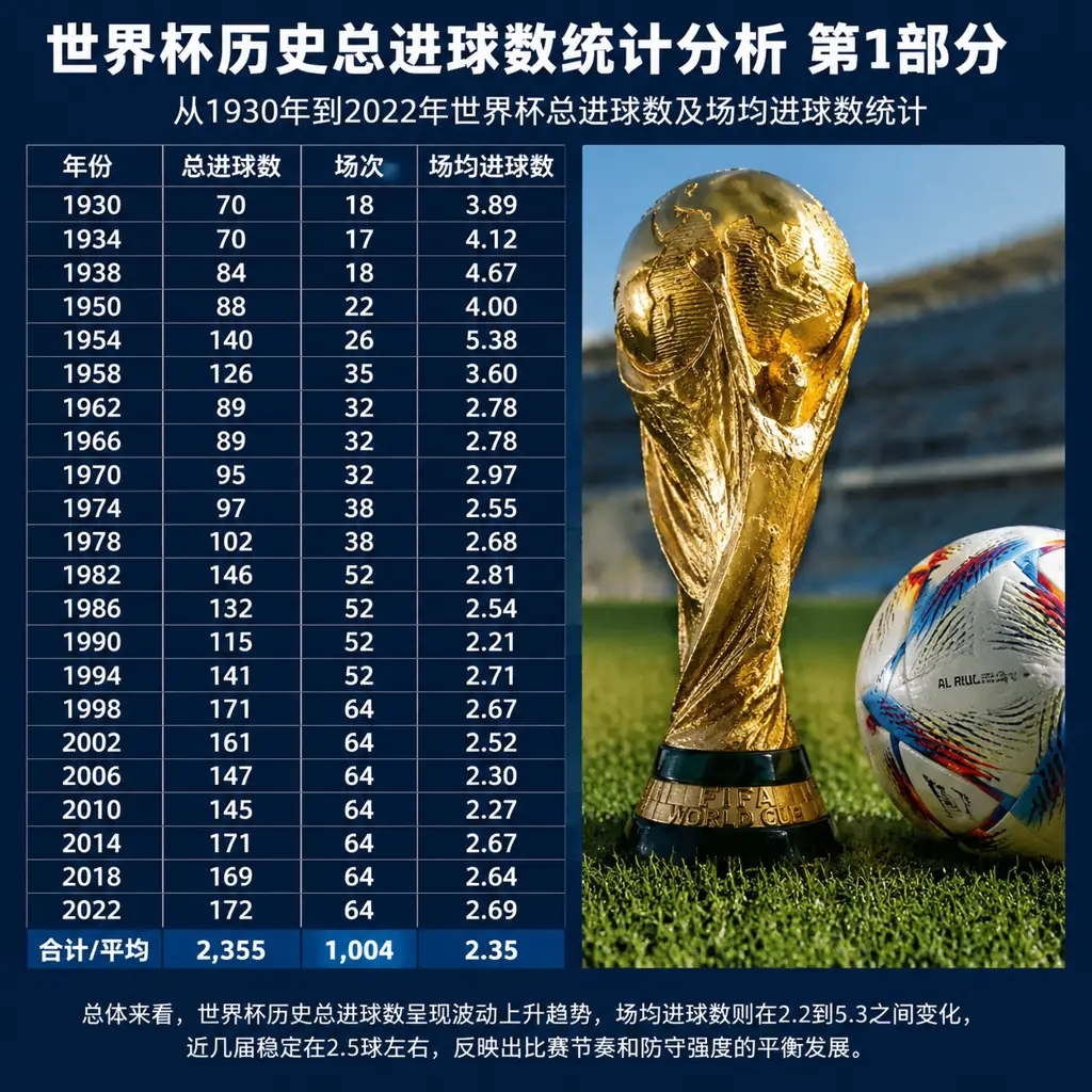 世界杯历史总进球数统计分析