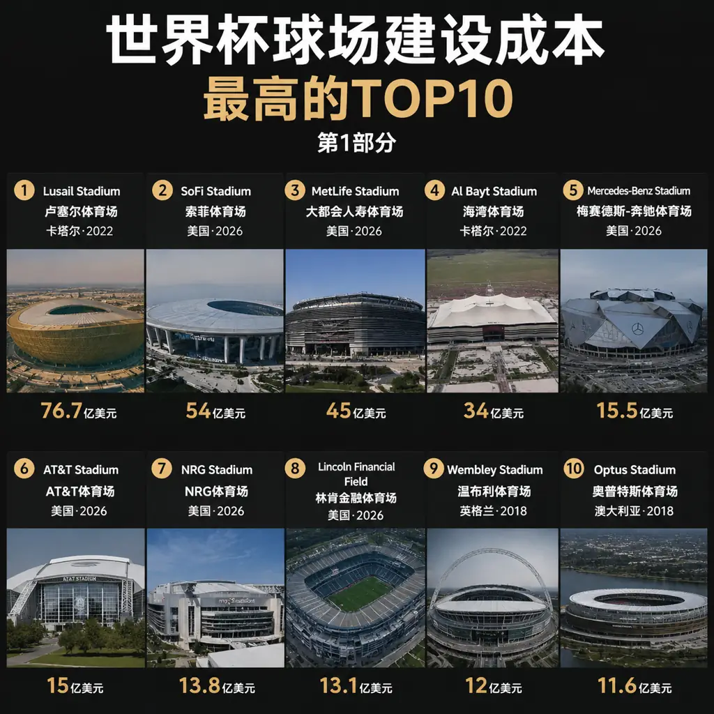 世界杯球场建设成本最高的TOP10