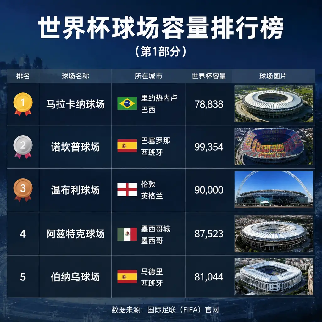 世界杯球场容量排行榜